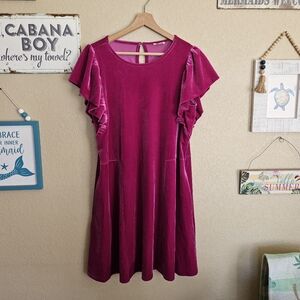 Jodifl Dress Small bohemian rich pink velvet Twee Holdiday Whimsical